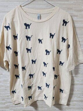 Arros Short Sleeve T-Shirt Cat Embroidery